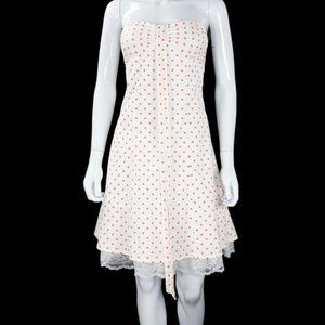 BCX Fit Flare Pink Dot Lace Slip Halter Dress